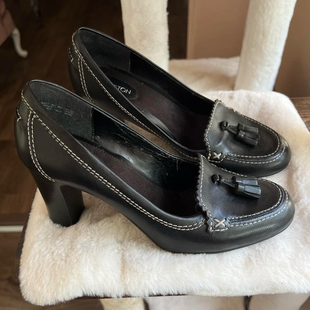 Black Leather Women's pin up Heels